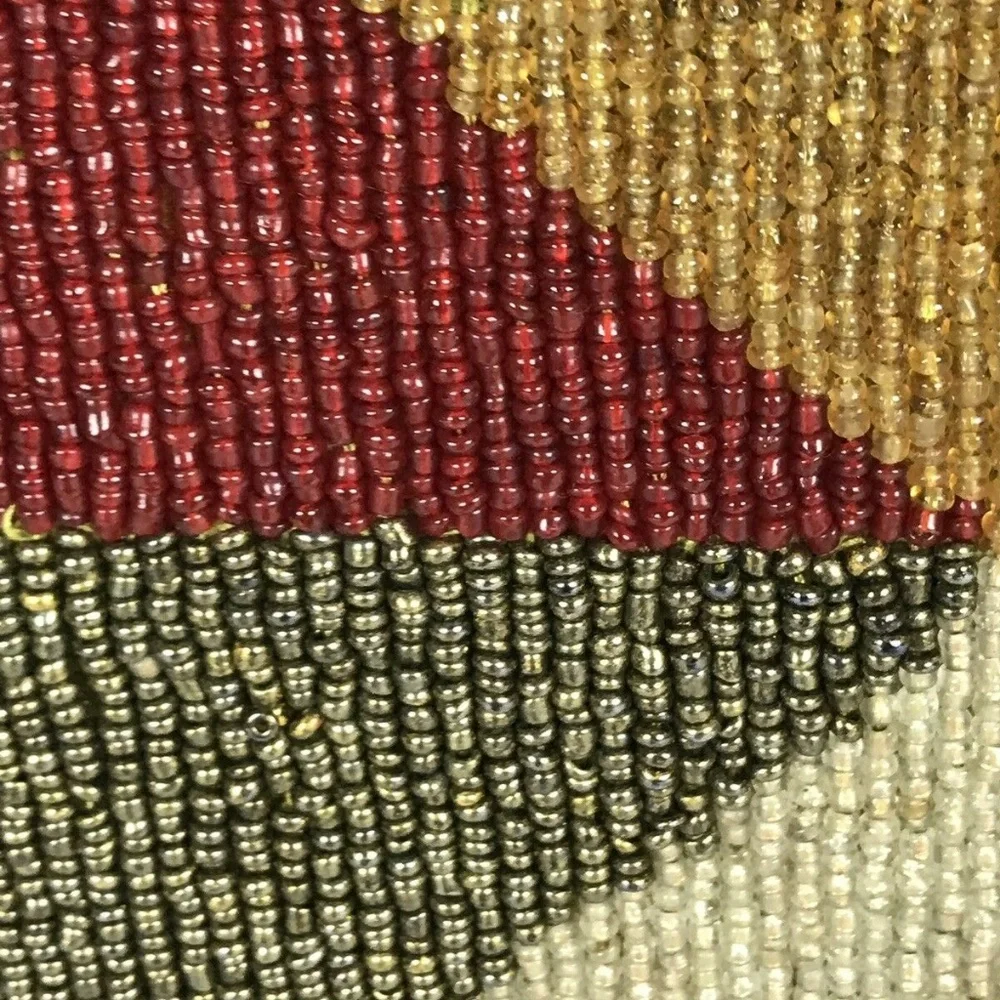 Beaded Tassel Geometric Throw Toss Gold pillow‎